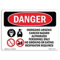 Signmission OSHA Danger Sign, 3.5" Height, 5" Width, Inorganic Arsenic Cancer Hazard, Landscape, 10PK OS-DS-D-35-L-1376-10PK